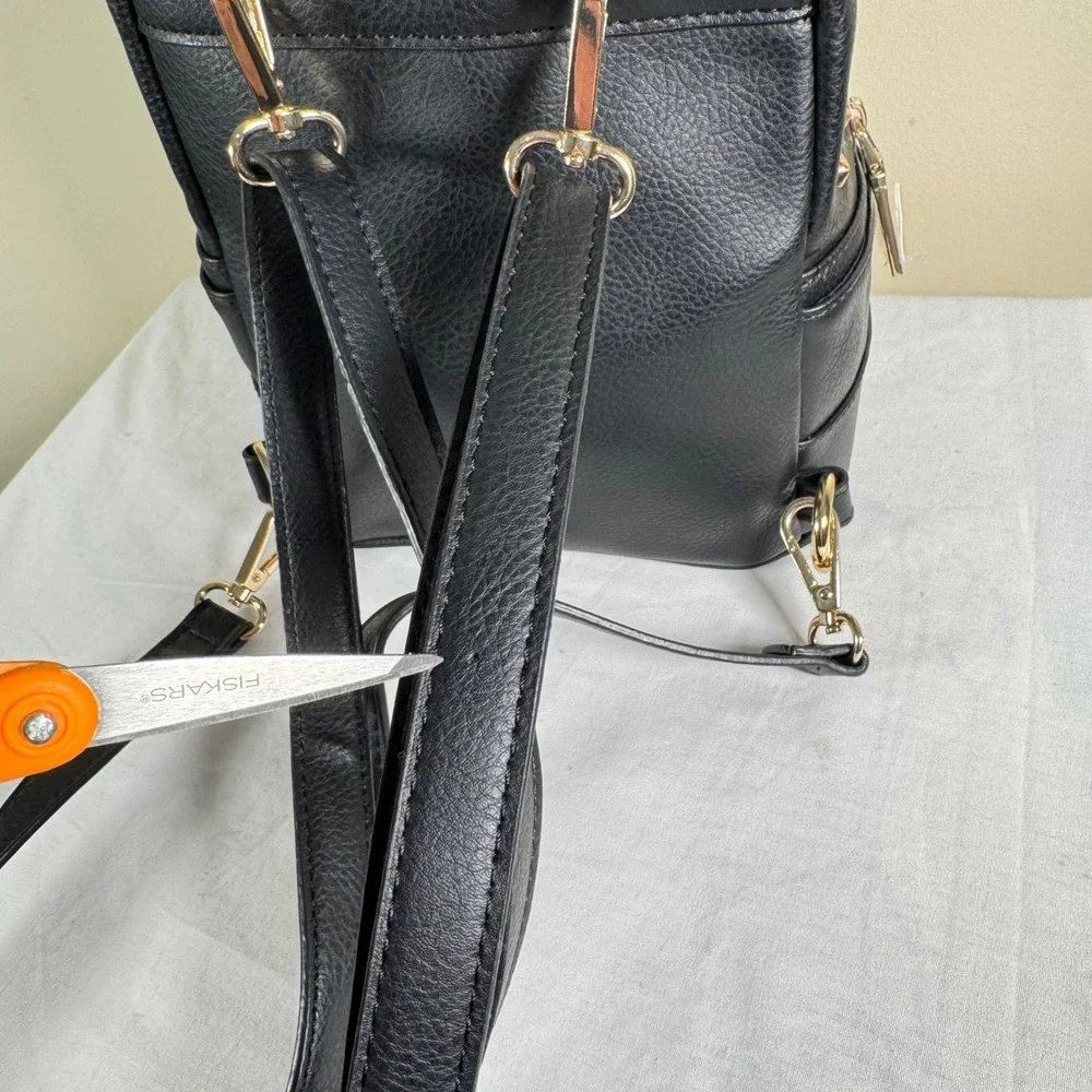 NWOT Bebe Black Rhinestone Studded Mini Backpack‎ Y2K Glam Vegan Leather Bag